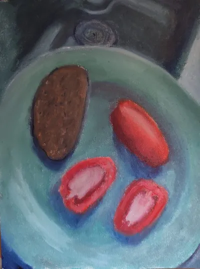 Bread and tomatoes by Ilya Utekhin