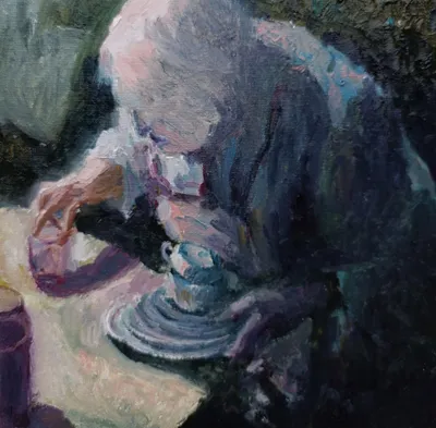 Granny with dishes by Ilya Utekhin