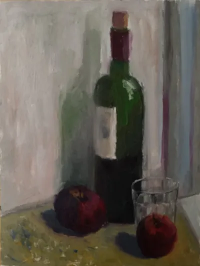 Still Life with a bottle of Bordeaux by Ilya Utekhin