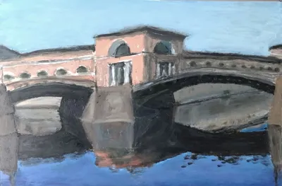 A view of Moika River, 2026 — Acrylic on paper by Ilya Utekhin