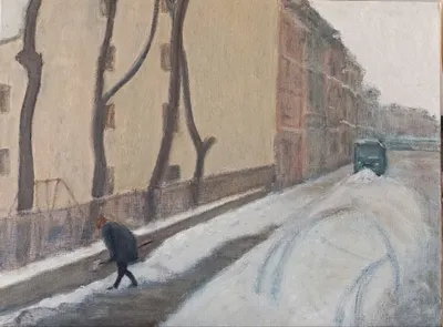 A Winter stop, 2026 — Acrylic on cardboard by Ilya Utekhin